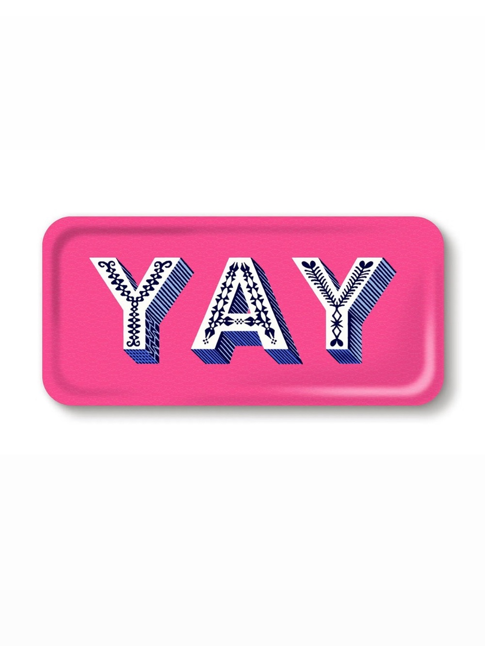 Asta Barrington for Jamida -YAY Bright Pink Round Wood Serving Scandinavian Tray